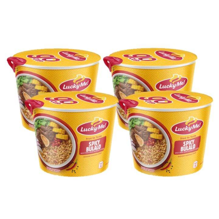 Lucky Me! Go Cup Mini Instant Noodle Soup Spicy Bulalo 40g - Pack of 4 ...