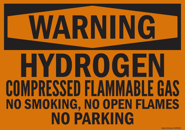 Flammable Gas Sign Warning Hydrogen Vinyl Sticker Size 10"W x 7"H