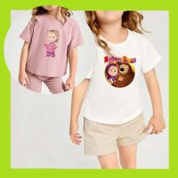 เสื้อเด็ก พร้อมส่งในไทย  masha and the bear สําหรับเด็ก