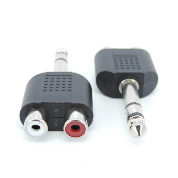 qkkqla-6-35-6-5-mm-male-to-dual-rca-female-audio-and-video-adapter-connection-lotus-three-split-rca-rf-connector-av