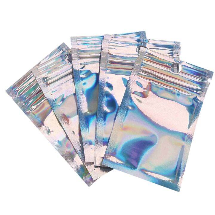 400-pcs-resealable-mylar-bags-smell-proof-pouch-2-3x3-9-inches-holographic-color-aluminum-foil-bags-for-food-storage