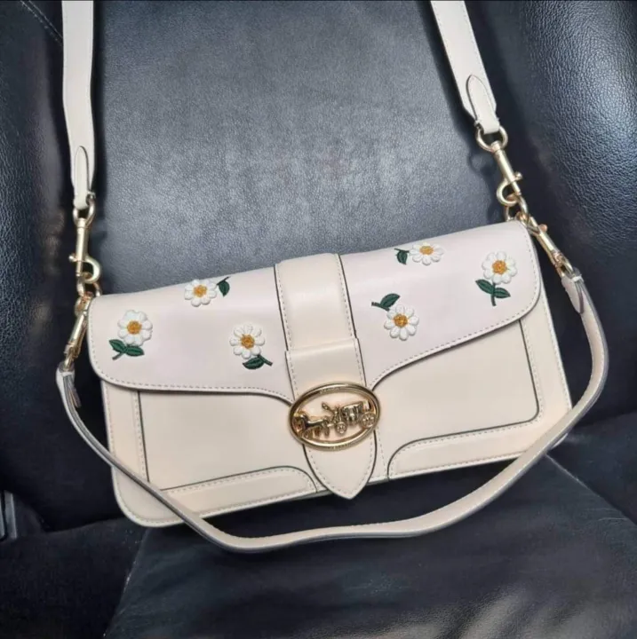 Coach C3594 Georgie Shoulder Bag with Daisy Embroidery - Chalk | Lazada PH