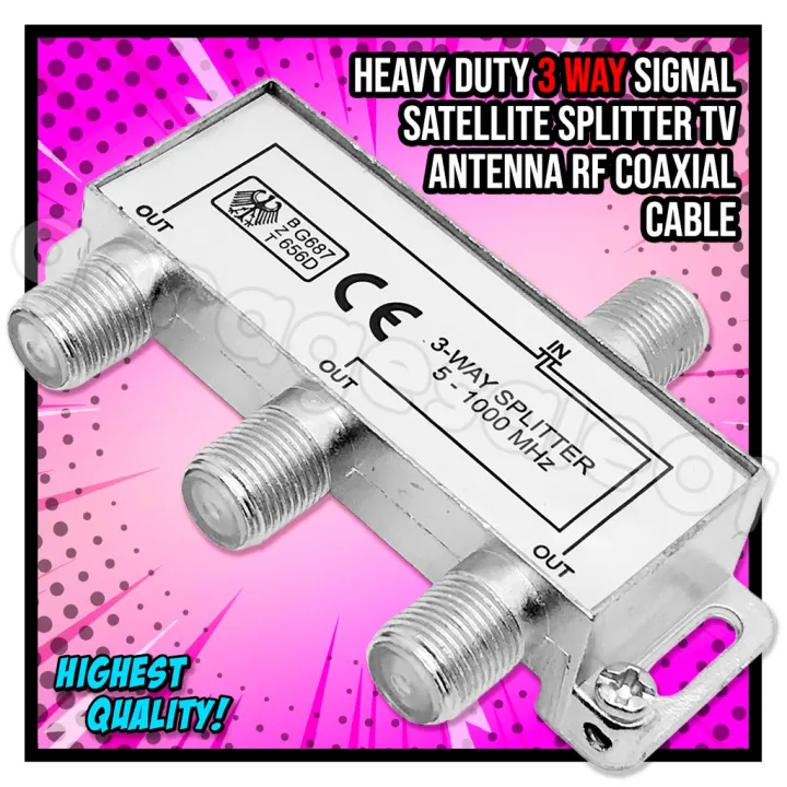 ⚡Heavy Duty 3 Way Signal Satellite Splitter TV Antenna RF Coaxial Cable