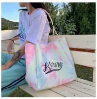 Canvas Tote Bag Women Designer Handbag 2021 Shopper Fashion Casual Personalized Tie-Dye Letter Print Large Capacity Shoulder Bag