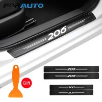 【CC】 FORAUTO 4PCS Car Door Sill Scuff Plate Anti-scratch Sticker Protector Strip Carbon 307 206 308 408