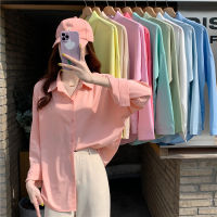 Spring Autumn Blouse Womens Design Sense Niche Salt Series Gentle Long Sleeve Chiffon Sun Protection Shirt Petite Top Coat Summer