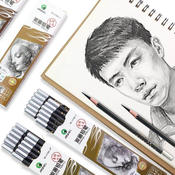 maries-professional-sketch-charcoal-carbon-pencil-12pcs-soft-medium-hard-extra-soft-drawing-charcoal-pens-art-supplies-c7300