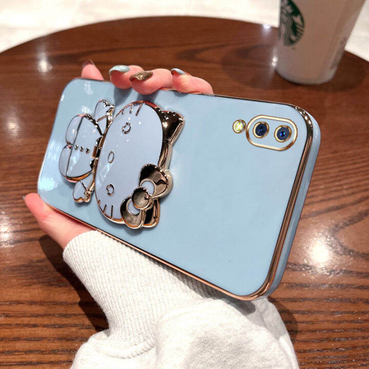 ybd-มีเคสโทรศัพท์กระจกสำหรับ-vivo-v11-y1s-y91c-v11-pro-3d-แมวน่ารักพับได้เคสซิลิโคนแบบนิ่มยึดภาพสามมิติ