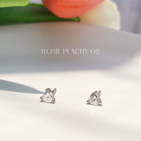 Ledajewelrybkk?:925 Silver (เงินแท้ ) Rosie Peachy 02  ต่างหูหัวใจวิบวับ พร้อมกล่อง และผ้าเช็ดเครื่องประดับ