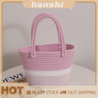 hanshi [2023 new HOT FASHION] lazlook กระเป๋าถือสตรี S ทอความจุขนาดใหญ่แบบพกพาลายทางลำลองและทันสมัย