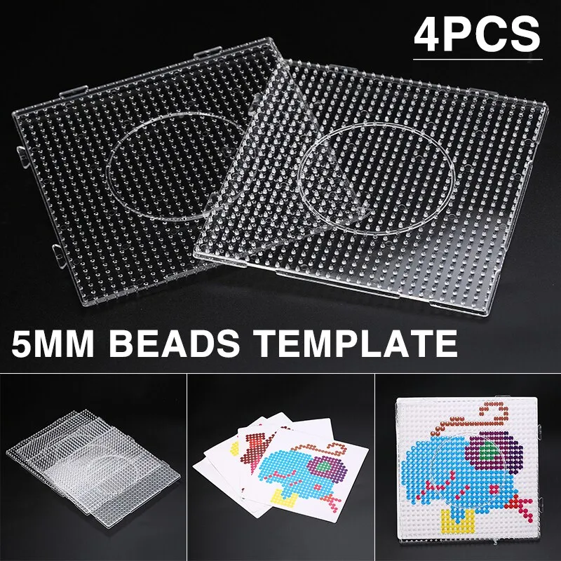 4pcs 5mm Practical Pe Clear Square Large Pegboards Board Circle Puzzle  Beads Template For Hama Fuse Perler Beads - Beads Toys - AliExpress