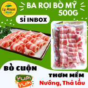 Ba rọi bò Mỹ cuộn 500g, ba rọi bò mỹ cắt lát mỏng thơm ngon phù hợp nướng