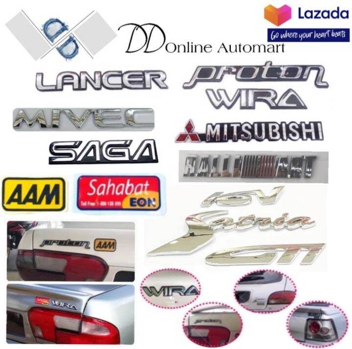 Ready Stock Emblem Logo Proton Wira Saga Satria Gti Mitsubshi Lancer Mivec V Amm Sahabat