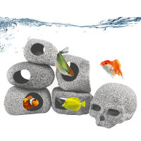 6Pcs Fish Rock House Aquarium ตกแต่ง Stackable Cave Betta Fish Tank Decor Hideout ซ่อนหินเครื่องประดับ Hideaway อุโมงค์