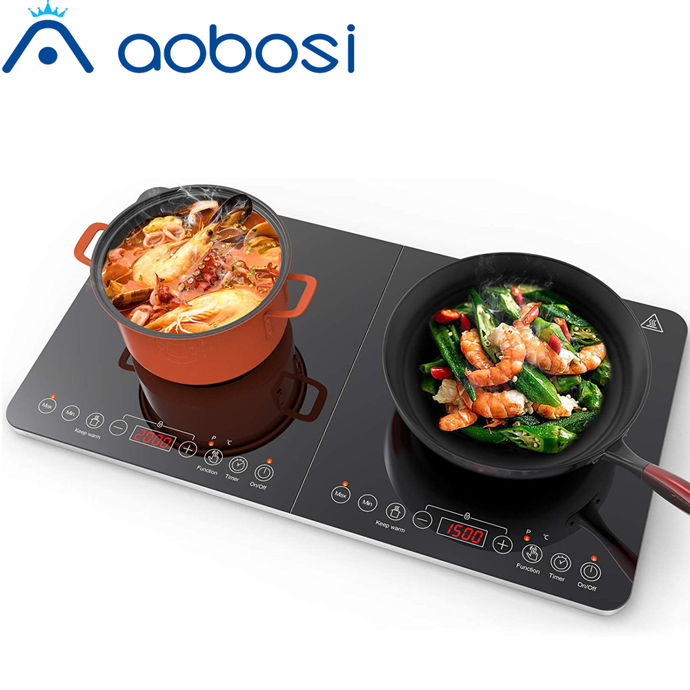 Induction hob,Aobosi Double Induction Hob Electric Induction Plates,2800Watt,4-Hour Timer Function 