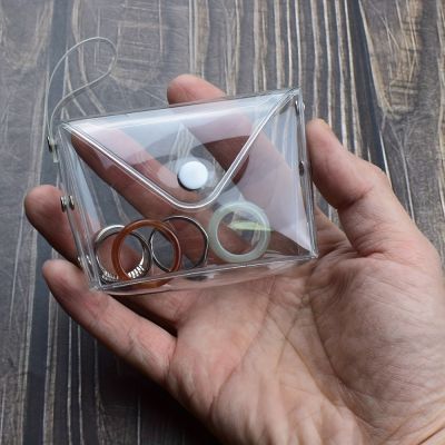 1pc Small Transparent Plastic Snap Coin Purse Simple Multifunctional Wallet Portable Home Travel Supplies