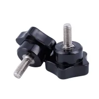 M6 x 15mm Male Thread Screw Star Head Locking Screw Handle Black 2 Pcs