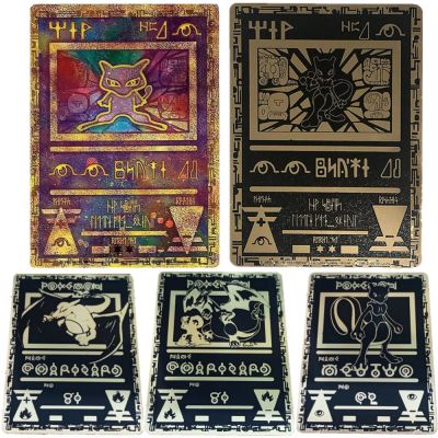 【YF】 New 27 Models Pokemon Ancient Times Metal Cards Mystical Unown Charizard Blastoise Venusaur Mewtwo Battle Game Collection