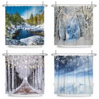 【CW】¤  Shower Curtains Curtain Scenery Snow Scene for with Hooks