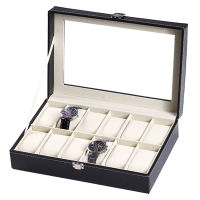 Custom logo 6 12 24 slots luxury pu leather gift packaging watch storage black single watch case band strap display