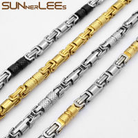 SUNNERLEES 316L Stainless Steel Necklace 6mm Geometric Byzantine Link Chain Silver Color Gold Plated Men Women Jewelry SC422023