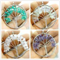 50MM Natural Stone7 Chakra Reiki Healing Tree of Life Turquoise Quartz crystal Pendant for diy jewelry making necklace 4PCS