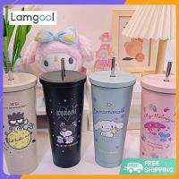 คลังสินค้าพร้อม750มล. Kawaii Sanrio ถ้วยน้ำ Botol Air Viral การ์ตูนติ๊กต๊อก Hello Kittys Kittys Kurmy Melody Cinnamonroll แก้วแบบมีหลอดความงามน่ารักพกพา OUA3413ถ้วยกันความร้อน