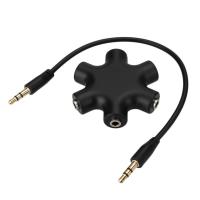 EfashionMall Earphone 3.5mm Jack 6 Multi Port Hub Aux Headphone Splitter Audio Cable Adapter Converter