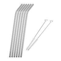 ❉ Stainless Steel Drinking Straws Reusable Metal Pointed Bubble Tea Straws Tubule Cleaner Brush with Pouch Bag Set