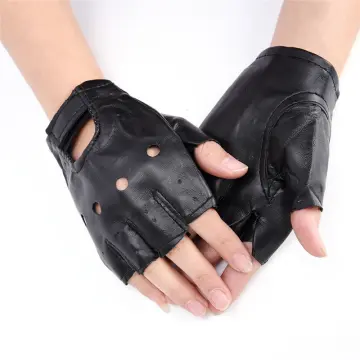 Fingerless Black Leather Gloves - Shop Now! –