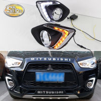 SNCN ไฟหน้ารถยนต์ LED 12V 2ชิ้นสำหรับ Mitsubishi ASX Sport 2012 2013 2015 2014 2016สัญญาณไฟกลางวันสีเหลืองสัญญาณรถไฟตัดหมอก DRL