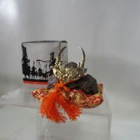 Vintage Japanese paperweight Bundchen in the shape of a samurai helmet/kabuto.ที่ทับกระดาษ