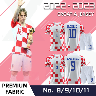 เสื้อฟุตบอลโลก2022 Modric โครเอเชียเสื้อทีมชาติสำหรับผู้ใหญ่ (หมายเลข7/8/9/10/11/15)