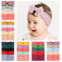 5PCSที่คาดผมเด็กมีโบว์นอตนุ่มไนลอนกว้างHeadbandsทารกแรกเกิดสีทึบสาวยางรัดผมทารกเครื่องประดับผม