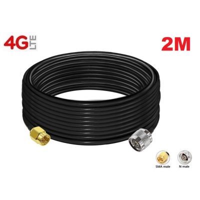 RG58 Low loss 2 เมตร Extension Antenna Cable PR SMA Male to N Type Male 50Ohm Coax Cable 2 Meter