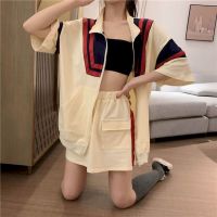 Spring Summer New Womens Set Short Skirt Suit nd Student Sports Short Sleeve Zipper Jacket Loose Casual Couple Two Piece Sets