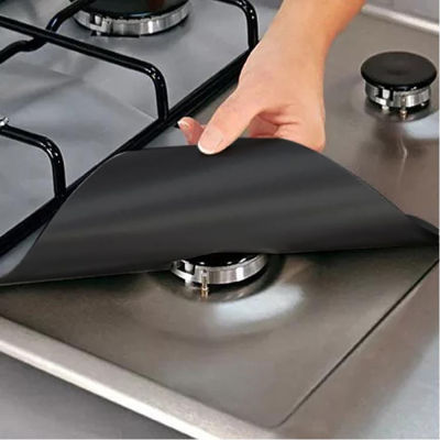 24ชิ้นสีดำไม่ติดฟอยล์กาวตนเองทำความสะอาดเสื่อสำหรับเตาแก๊สป้องกันปกแผ่นครัวบ้านเตาแก๊สประดับ