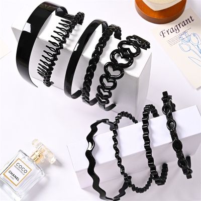 Simple Hair Accessories Black Wavy Headband Face Wash Makeup Anti-Slip Press