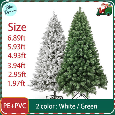 🎄ต้นคริสต์มาส🎄Pohon Buatan ประดับประตูตกแต่งคริสต์มาสสีเขียวและสีขาวขนาด210ซม.