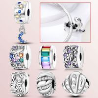 925 Silver Charms Fixing Clips Women Fit Original Pandora Bracelet Seashell Star Moon Jewellry Flower Gift Pendant Friends Diy