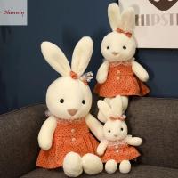 ของเล่นเด็ก SHINNIY ตุ๊กตาสัตว์หมอนนุ่ม Boneka Mainan หมอนสำหรับการนอนหลับของเล่นนุ่มของเล่นกระต่ายตุ๊กตากระต่ายของขวัญสำหรับเด็กตุ๊กตากระต่ายกระโปรงดอกไม้ตุ๊กตาผ้าขนกระต่าย