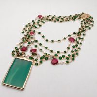 【DT】hot！ YYGEM  Agate Pendant 5 Strands 18 red Chain Necklace handmade vintage party style