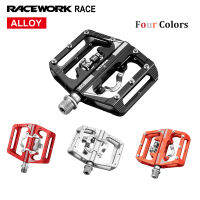 RACEWORK MTB XTS ชุดแป้นถีบจักรยานเสือภูเขา,แบบไม่มีคลิปด้านเดียวแป้นเหยียบ MTB ขนาดกะทัดรัดรองรับ SPD แกน CrMo 9/16นิ้ว