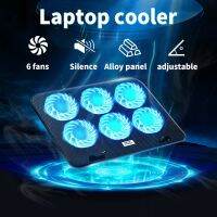 พัดลมรองโน๊ตบุ๊ค พัดลมโน๊ตบุ๊ค 6ใบพัด ปรับระดับ LED Laptop Cooling Pad เหมาะสำหรับแล็ปท็อปที่มีขนาดไม่เกิน 18 นิ้ว