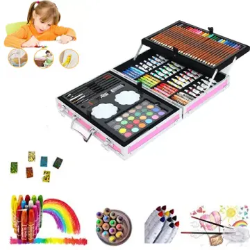H & B Deluxe Art Set 145-Piece 2 Layers, Child Art Supplies for Drawing,  Painting, Portable Aluminum Case Art Kit for Kids, Teens, Adults Great Gift