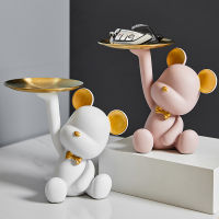 Nordic Bear Storage ถาด Creative figurines เครื่องประดับห้องนั่งเล่น Porch โต๊ะบ้านเรซิ่นตกแต่งคีย์ Candy Storage Home decord