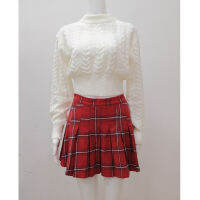 DUYIT Red Plaid Pleated Short Skirt Autumn And Winter New Product New Year Wear Casual High Waist Skirt