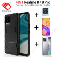 (4 in 1) For Realme 8 Pro/Realme 8 เคสโทรศัพท์ Phone Case ฟิล์มกระจกนิรภัย ฟิล์มกระจก Tempered Glass Screen Protector Film ฟิล์มกระจกกันรอยกล้องหลัง ฟิล์มร คาร์บอนไฟเบอร์ด้านหลังฟิล์มด้าฟิล์มกระจกนิรภัยป้