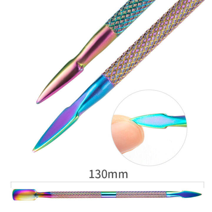 lusluking-11-style-rainbow-stainless-steel-nail-cuticle-pusher-tweezer-nail-art-files-uv-gel-polish-remove-manicure-care-groove-clean-tool