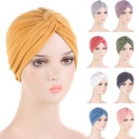 【YF】 Indian Twist Knot Women Muslim Stretch Hijab Turban Inner Caps Hair Loss Hat Bonnet Headwear Wrap Head Scarf Femme Cover Beanies